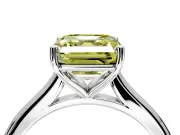 Solitaire Engagement Ring Setting for Fancy Yellow Asscher Cut Center with Narrow Cathedral Band and Prong Head in Sterling Silver
