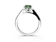 Solitaire Engagement Ring Setting for Fancy Green Cushion Cut Center with Channel Accents and Prong Head in White Gold