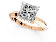 Solitaire Engagement Ring Setting for Princess Cut Center with Wide Knife Ridge Band and Prong Head in Rose Gold