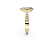 Solitaire Engagement Ring Setting for Marquise Center with Princess Cut Channel Band and Prong Head in Yellow Gold