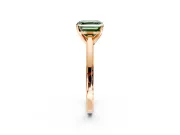 Solitaire Engagement Ring Setting for Fancy Green Asscher Cut Center with Flat-Sided Plain Band and Prong Head in Rose Gold