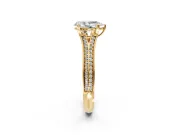 Solitaire Engagement Ring Setting for Pear-Shaped Center with Pave Rail Split Shank and Prong Head in Yellow Gold