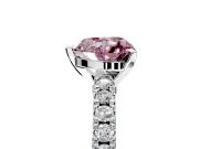 Solitaire Engagement Ring Setting for Fancy Pink Heart-Shaped Center with Single Row Accent Band and Prong Head in Sterling Silver