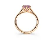 Solitaire Engagement Ring Setting for Fancy Pink Radiant Cut Center with Cathedral Band and Prong Head in Rose Gold