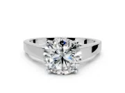 Solitaire Engagement Ring Setting for Round Cut Center with Tapered Split Shoulders and Prong Head in Sterling Silver