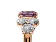 Cluster Engagement Ring Setting for Fancy Pink Emerald Cut Center with Round Cut Accent Frame and Prong Head in Rose Gold