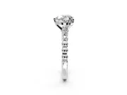 Solitaire Engagement Ring Setting for Heart-Shaped Center with Bezel-Dot Beaded Band and Prong Head in Sterling Silver