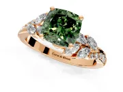 Solitaire Engagement Ring Setting for Fancy Green Cushion Cut Center with Marquise Accent Twist Band and Prong Head in Rose Gold