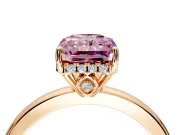 Solitaire Engagement Ring Setting for Fancy Pink Radiant Cut Center with Fine Wire Band and Prong Head in Rose Gold