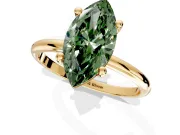 Minimalist Solitaire Engagement Ring Setting for Fancy Green Marquise Center with Thin Band and Prong Head in Yellow Gold