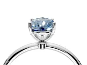 Solitaire Engagement Ring Setting for Fancy Blue Pear-Shaped Center with Straight Thin Band and Prong Head in Platinum