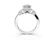 Leaf Cluster Engagement Ring Setting for Princess Cut Center with Marquise Accents and Prong Head in Platinum