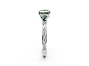 Solitaire Engagement Ring Setting for Fancy Green Princess Cut Center with Channel Baguette Band and Prong Head in Platinum
