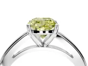 Solitaire Engagement Ring Setting for Fancy Yellow Cushion Cut Center with Flat-Sided Plain Band and Prong Head in Sterling Silver