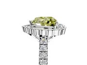 Milgrain Floral Halo Engagement Ring Setting for Fancy Yellow Heart-Shaped Center with Pave Band and Prong Head in Sterling Silver