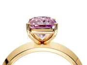 Solitaire Engagement Ring Setting for Fancy Pink Radiant Cut Center with Wide Knife Ridge Band and Prong Head in Yellow Gold