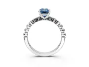 Solitaire Engagement Ring Setting for Fancy Blue Emerald Cut Center with Bezel-Dot Beaded Band and Prong Head in Platinum