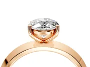 Solitaire Engagement Ring Setting for Oval Center with Wide Knife Ridge Band and Prong Head in Rose Gold