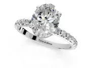 Solitaire Engagement Ring Setting for Oval Center with Micro Pave Band and Prong Head in White Gold