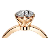 Solitaire Engagement Ring Setting for Round Cut Center with Plain Band and Tulip Prong Head in Rose Gold