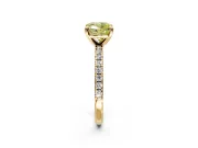 Solitaire Engagement Ring Setting for Fancy Yellow Cushion Cut Center with Fine Pave Narrow Band and Prong Head in Yellow Gold