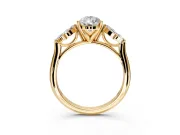 Floral Cluster Engagement Ring Setting for Pear-Shaped Center with Marquise Accents and Prong Head in Yellow Gold
