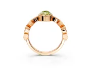 Milgrain Bezel Engagement Ring Setting for Fancy Yellow Marquise Center with Marquise Stations and Bezel Head in Rose Gold