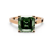 Solitaire Engagement Ring Setting for Fancy Green Asscher Cut Center with Tapered Shoulders and Prong Head in Rose Gold