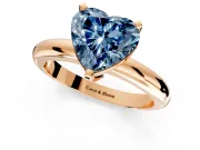 Solitaire Engagement Ring Setting for Fancy Blue Heart-Shaped Center with Wire Band and Prong Head in Rose Gold