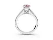 Solitaire Engagement Ring Setting for Fancy Pink Oval Center with Pave Rail Split Shank and Prong Head in Platinum