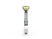 Solitaire Engagement Ring Setting for Fancy Yellow Asscher Cut Center with Channel-Set Accents and Prong Head in White Gold