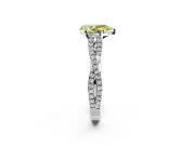 Solitaire Engagement Ring Setting for Fancy Yellow Pear-Shaped Center with Twisted Pave Split Shank and Prong Head in White Gold