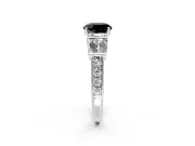 Channel-Set Engagement Ring Setting for Fancy Black Round Cut Center with Baguette Band and Prong Head in Platinum