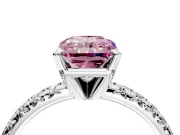 Solitaire Engagement Ring Setting for Fancy Pink Radiant Cut Center with Large Accents and Prong Head in Platinum