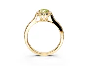 Halo Engagement Ring Setting for Fancy Yellow Pear-Shaped Center with Pave Accents, Heart Basket and Prong Head in Yellow Gold