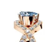 Halo Engagement Ring Setting for Fancy Blue Pear-Shaped Center with Pave Infinity Twist Band and Prong Head in Rose Gold