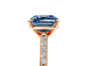 Solitaire Engagement Ring Setting for Fancy Blue Asscher Cut Center with Channel Accents and Prong Head in Rose Gold