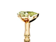 Solitaire Engagement Ring Setting for Fancy Yellow Pear-Shaped Center with Bamboo Band and Prong Head in Yellow Gold