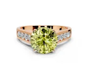 Solitaire Engagement Ring Setting for Fancy Yellow Round Cut Center with Cathedral Channel Band and Prong Head in Rose Gold