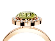 Halo Engagement Ring Setting for Fancy Yellow Round Cut Center with Thin Plain Band and Prong Head in Rose Gold