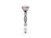 Solitaire Engagement Ring Setting for Fancy Pink Princess Cut Center with Milgrain Bezel Accents and Prong Head in Platinum