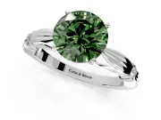 Solitaire Engagement Ring Setting for Fancy Green Round Cut Center with Carved Leaf Shoulders and Prong Head in Platinum