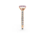 Solitaire Engagement Ring Setting for Fancy Pink Radiant Cut Center with Large Accent Band and Prong Head in Rose Gold
