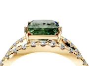 Solitaire Engagement Ring Setting for Fancy Green Princess Cut Center with Wide-Open Split Shank and Prong Head in Yellow Gold