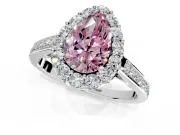 Floral Halo Engagement Ring Setting for Fancy Pink Pear-Shaped Center with Large Halo Accents and Prong Head in Platinum