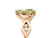 Solitaire Engagement Ring Setting for Fancy Yellow Pear-Shaped Center with Accented Twist Band and Leaf Prong Head in Rose Gold