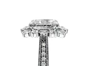 Milgrain Halo Engagement Ring Setting for Radiant Cut Center with Bezel Point Accents and Prong Head in Sterling Silver