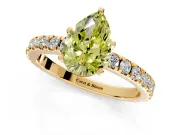Solitaire Engagement Ring Setting for Fancy Yellow Pear-Shaped Center with Fine Pave Band and Claw Prong Head in Yellow Gold