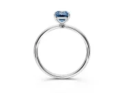 Solitaire Engagement Ring Setting for Fancy Blue Emerald Cut Center with Straight Thin Band and Prong Head in White Gold
