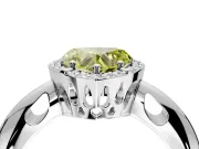 Halo Engagement Ring Setting for Fancy Yellow Heart-Shaped Center with Tapered Plain Band and Prong Head in Sterling Silver